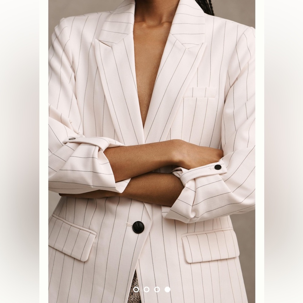 Anthropologie Maeve stripped Rolled Cuff Blazer - Picture 5 of 6